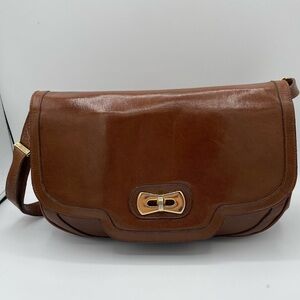 Crouch & Fitzgerald Brown Leather Adjustable Strap Crossbody Shoulder Bag ITALY